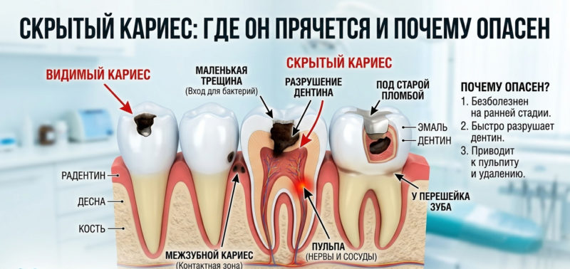 Скрытый кариес -клиника Стоматолог